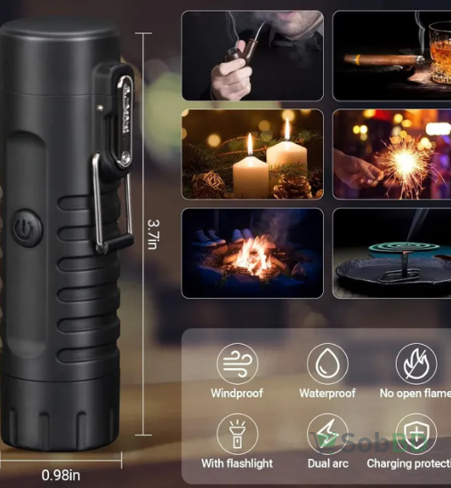 Electric lighter and LED flashlight